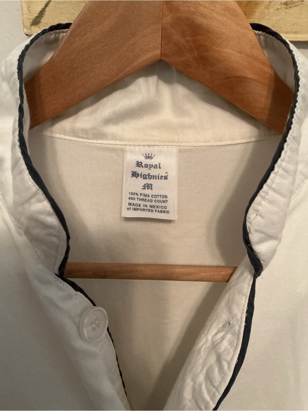 Royal Highnies Women's M 100% Pima Cotton 400 Thread Count White Pajama Top - Picture 4 of 10